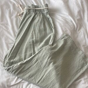 Light Sage Linen Drawstring Pants